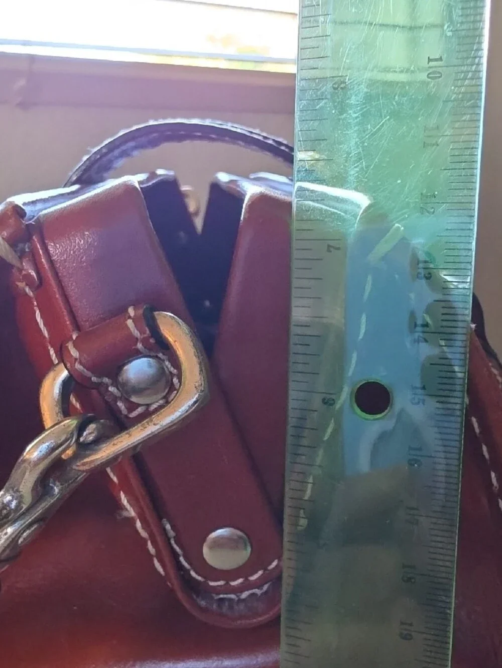 Women’s Tooled Leather Crossbody Bag in Saddle Brown with Silver Buckle